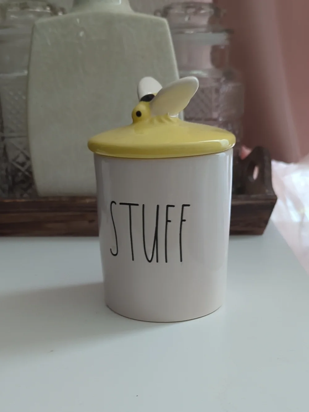 Rae Dunn White Ceramic Canister Base with Black Logo